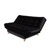 Combo Sofá Cama y Puff Valencia Negro 180x85cm De Tres Puestos Antifluido con Patas - SOFAS Y POLTRONAS | Bylmo