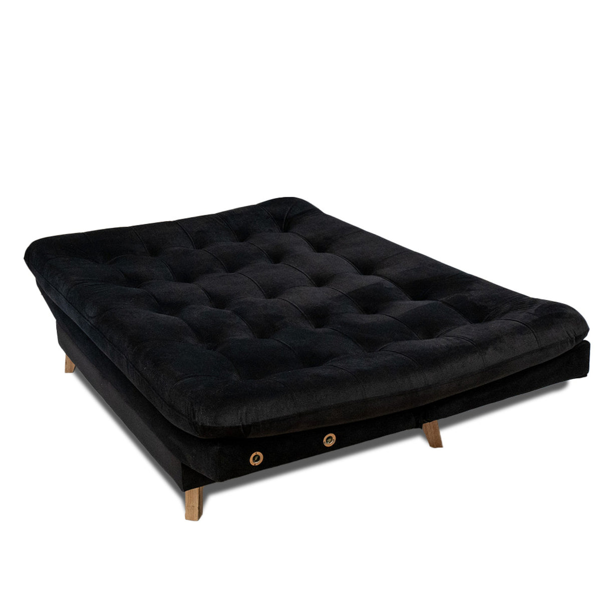 Combo Sofá Cama y Puff Valencia Negro 180x85cm De Tres Puestos Antifluido con Patas - SOFAS Y POLTRONAS | Bylmo