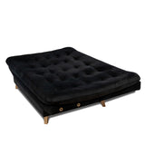 Combo Sofá Cama y Puff Valencia Negro 180x85cm De Tres Puestos Antifluido con Patas - SOFAS Y POLTRONAS | Bylmo