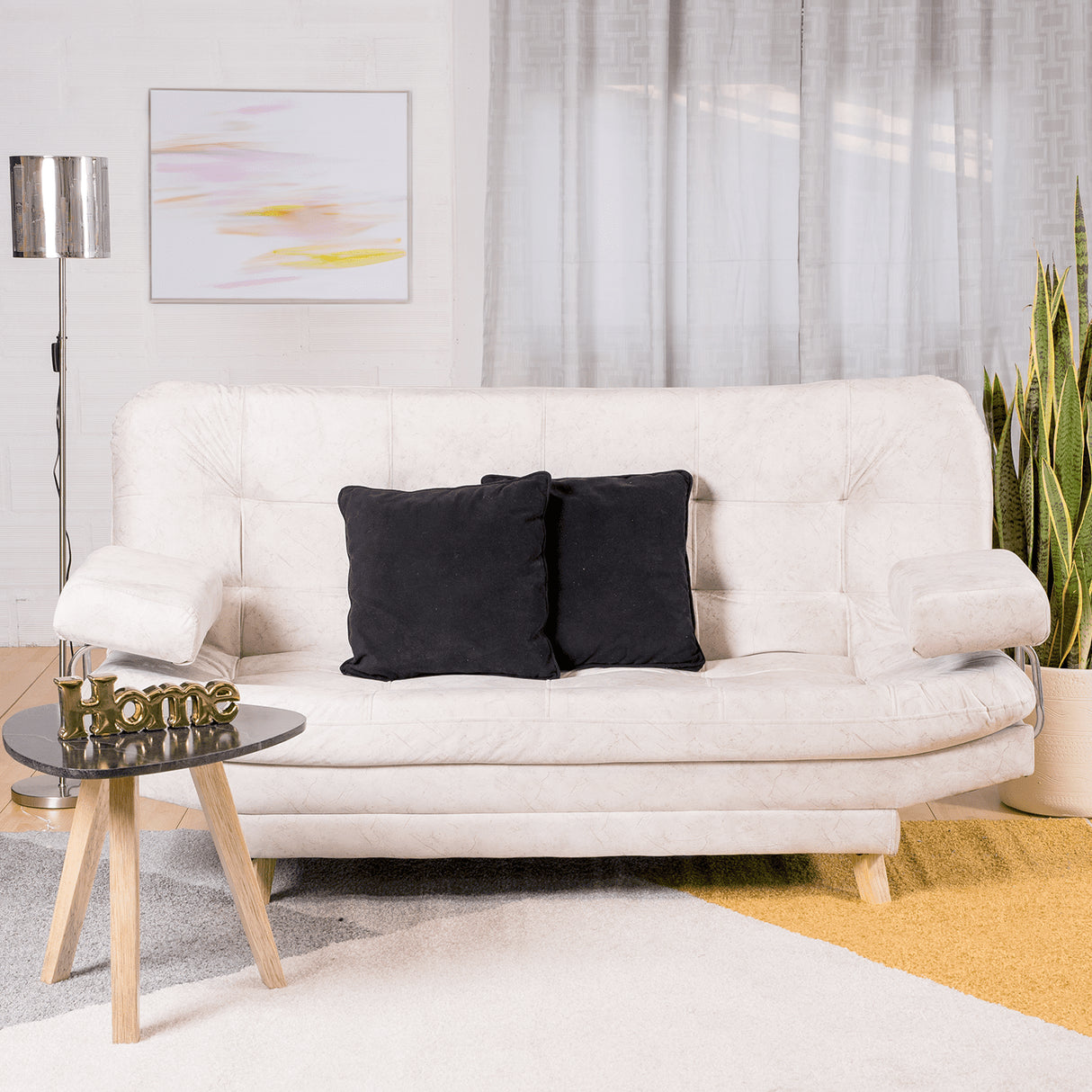 Sofá Cama Valencia Marfil 180x85cm De Tres Puestos Antifluido con Patas - SOFAS Y POLTRONAS | Bylmo
