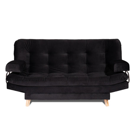 Sofá Cama Valencia Negro 180x85cm De Tres Puestos Antifluido con Patas - SOFAS Y POLTRONAS | Bylmo