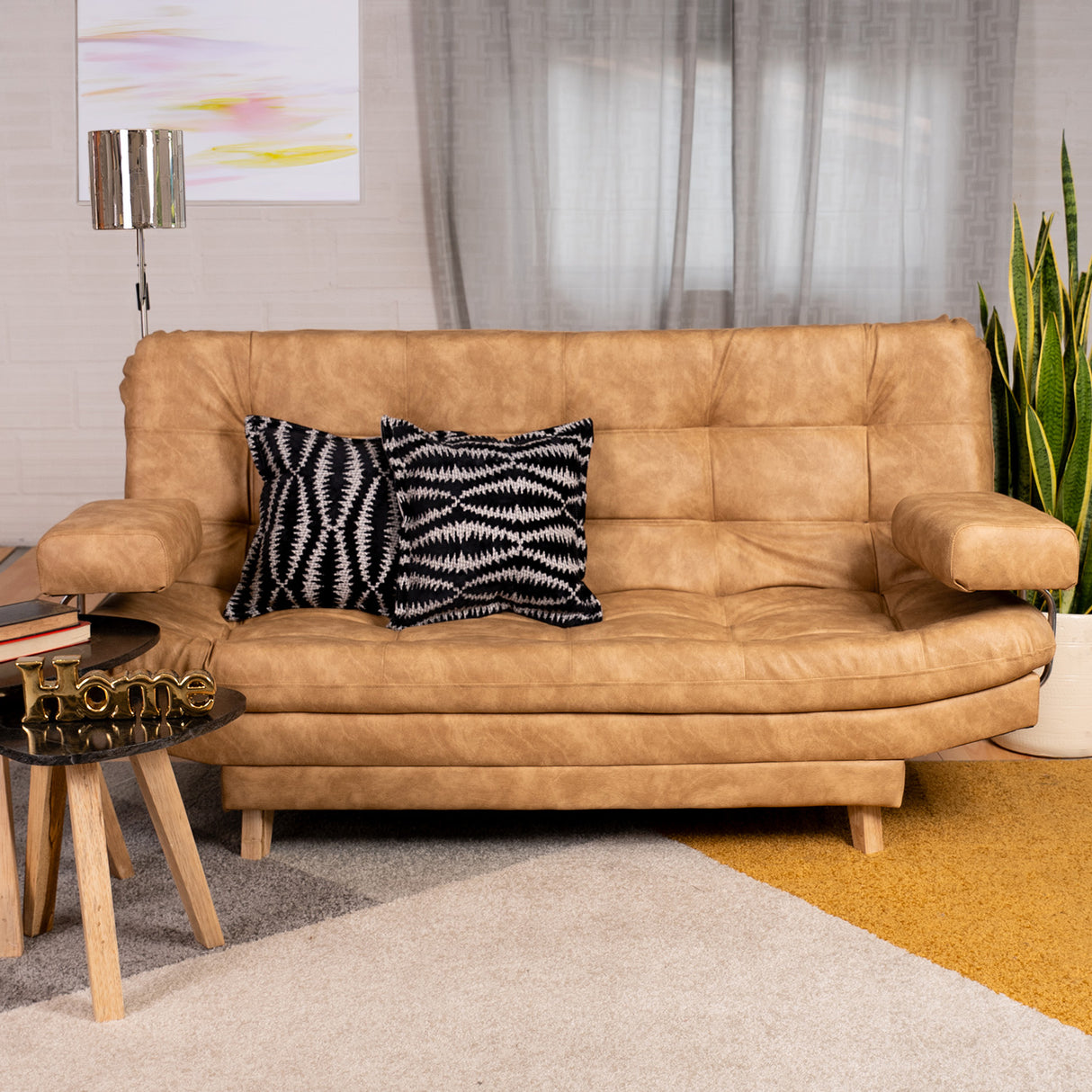 Sofá Cama Valencia Beige 180x85cm De Tres Puestos Antifluido con Patas - SOFAS Y POLTRONAS | Bylmo