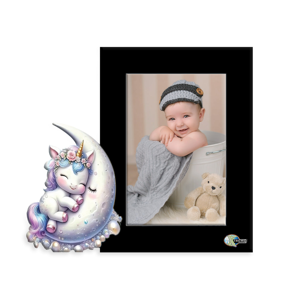 Portarretrato Kids Negro 21.5x19.5cm sin Marco y con Vidrio Protector - PORTARRETRATOS | Bylmo