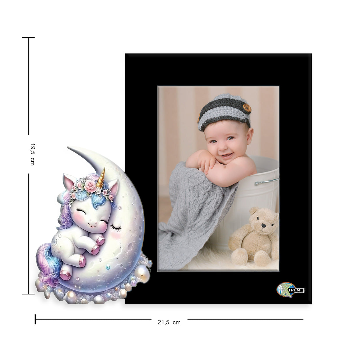 Portarretrato Kids Negro 21.5x19.5cm sin Marco y con Vidrio Protector - PORTARRETRATOS | Bylmo