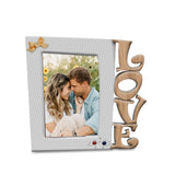 Portarretrato Love Botones Blanco y Cafe Claro 21x19.5cm sin Marco y con Vidrio Protector - PORTARRETRATOS | Bylmo