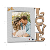 Portarretrato Love Botones Blanco y Cafe Claro 21x19.5cm sin Marco y con Vidrio Protector - PORTARRETRATOS | Bylmo