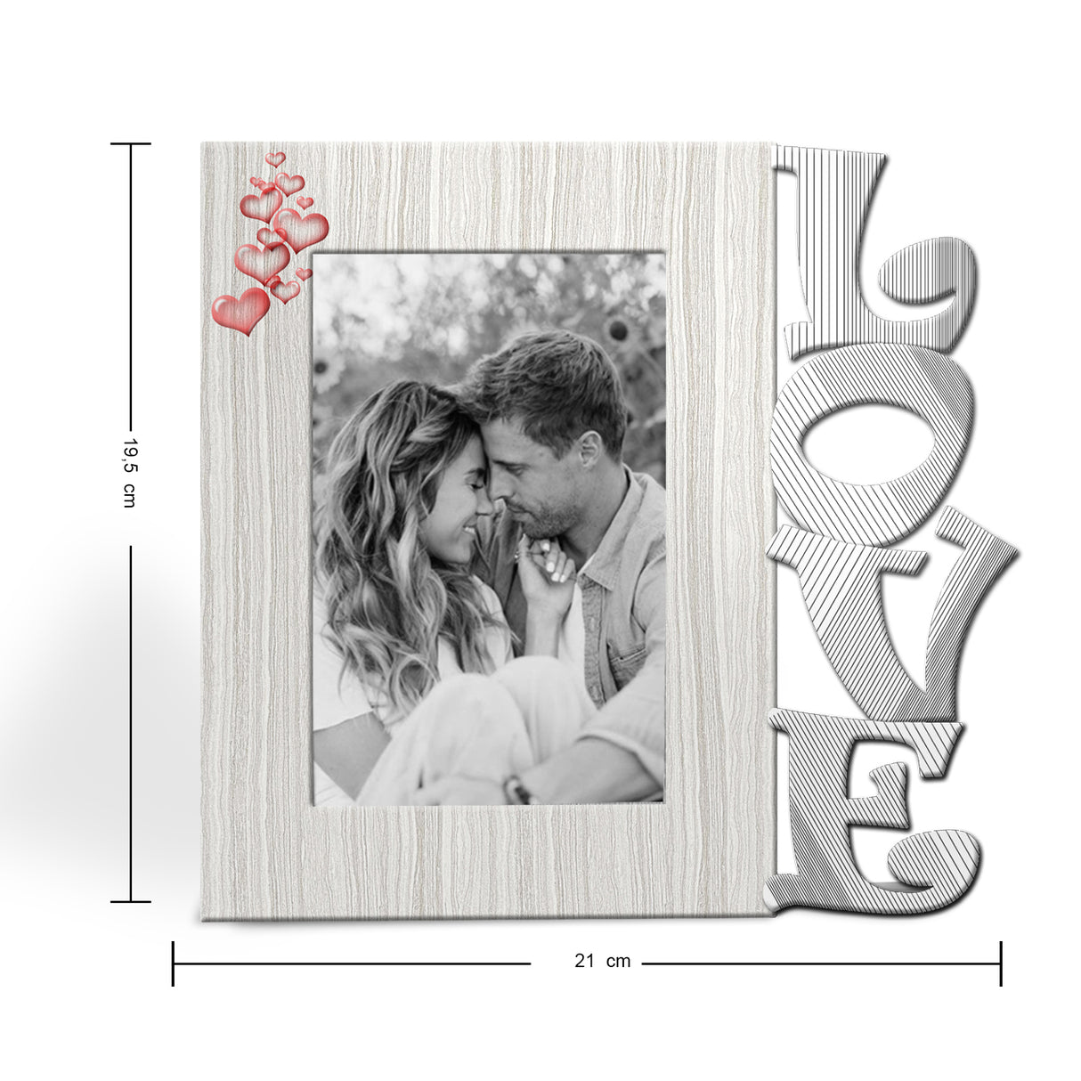 Portarretrato Love C Gris 21x19.5cm sin Marco y con Vidrio Protector - PORTARRETRATOS | Bylmo