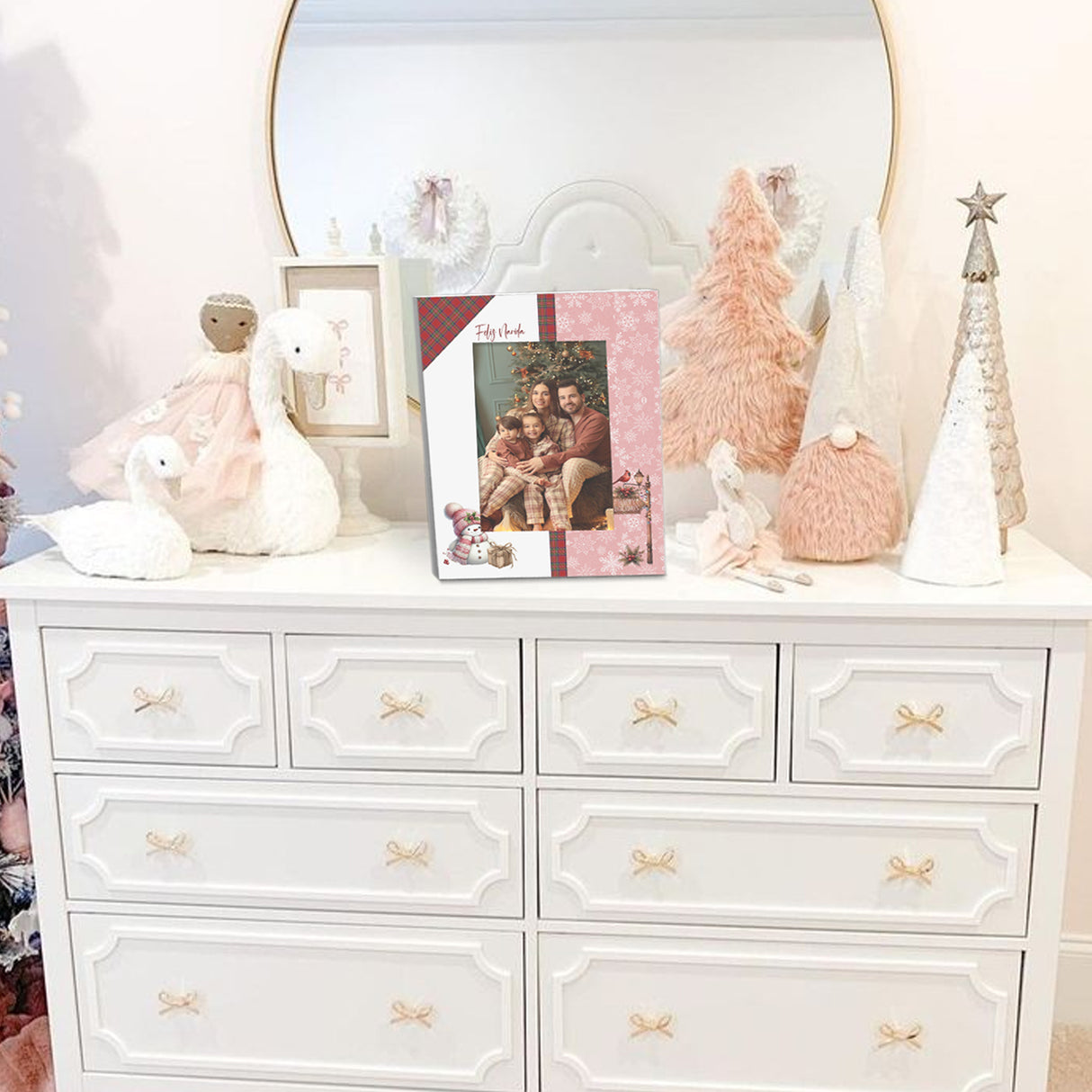 Portarretrato Nieve Blanco y Rosa 18x23cm sin Marco y con Vidrio Protector - PORTARRETRATOS | Bylmo