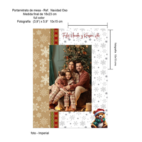 Portarretrato Oso Blanco y Rosa 18x23cm sin Marco y con Vidrio Protector - PORTARRETRATOS | Bylmo