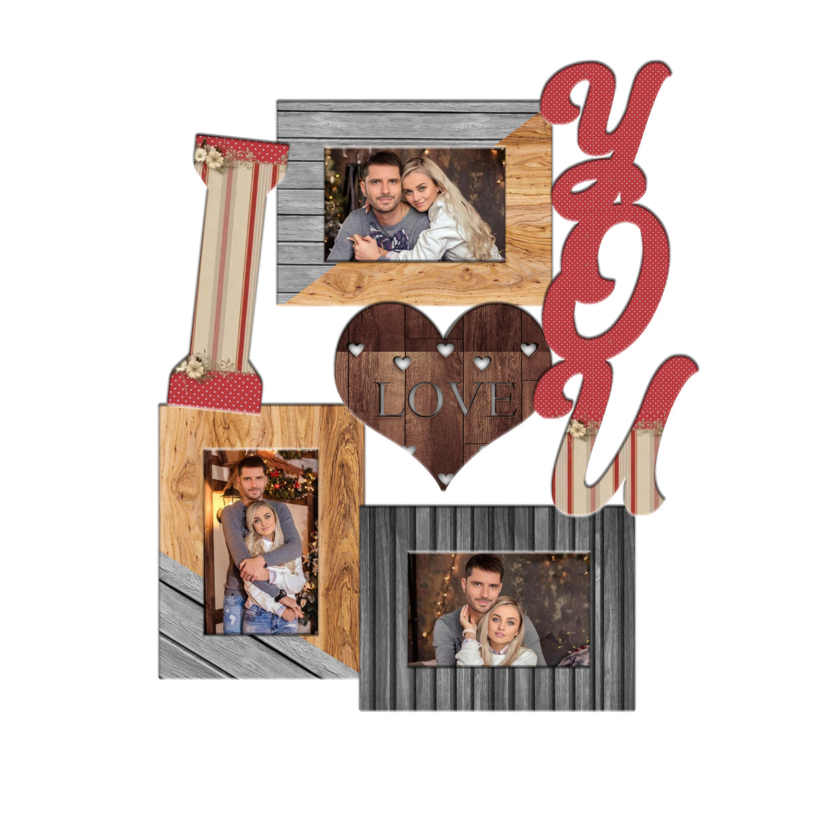 Cuadro Portarretrato You Madera y Rojo 46x38cm sin Marco y con Vidrio Protector - PORTARRETRATOS | Bylmo