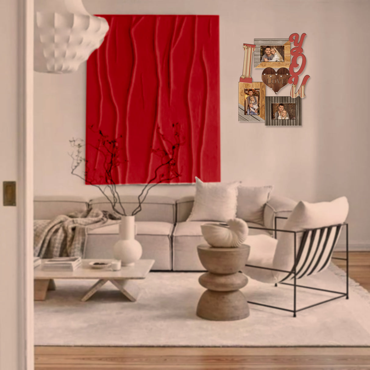 Cuadro Portarretrato You Madera y Rojo 46x38cm sin Marco y con Vidrio Protector - PORTARRETRATOS | Bylmo