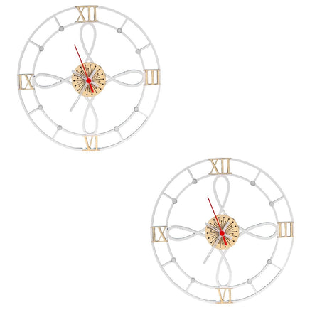 Set X 2 Relojes de Pared Gothic Blanco 31x31cm Circular Analogo de Baterias - RELOJES | Bylmo
