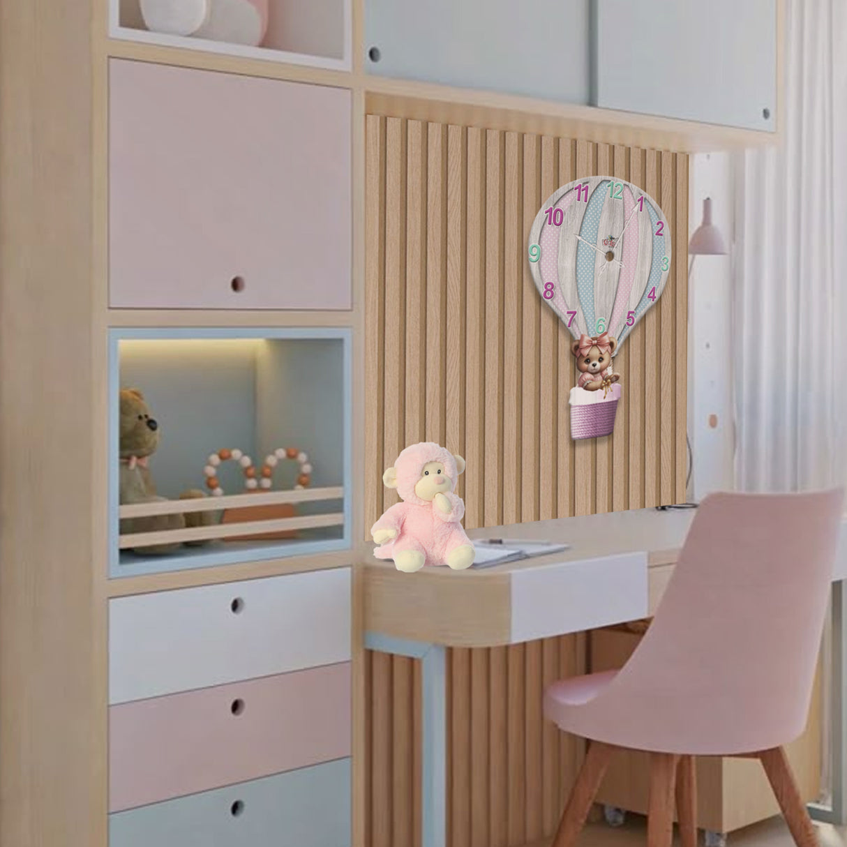 Reloj de Pared Kids Rosa 25.3x40cm Irregular Analogo de Baterias - RELOJES | Bylmo