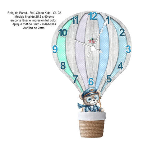 Reloj de Pared Kids Azul y Gris 25.3x40cm Irregular Analogo de Baterias - RELOJES | Bylmo