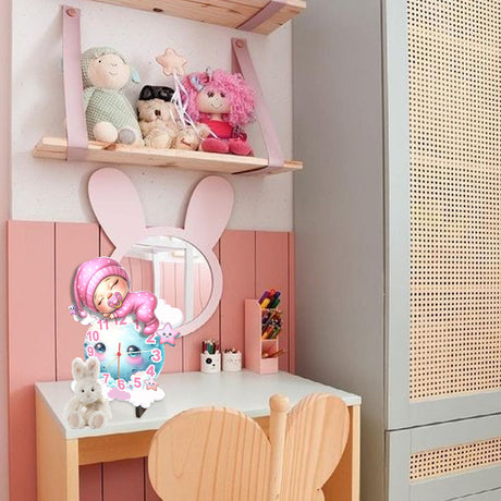 Reloj de Pared Kids Rosa y Azul 28.6x36.4cm Irregular Analogo de Baterias - RELOJES | Bylmo