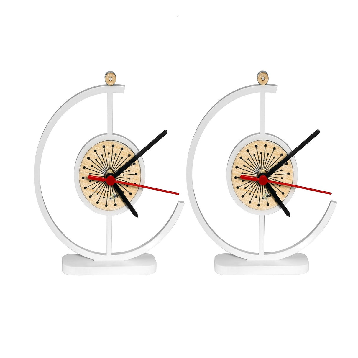Set X 2 Relojes de Mesa Elegance Blanco 20x20cm Circular Analogo de Baterias - RELOJES | Bylmo