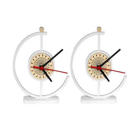 Set X 2 Relojes de Mesa Elegance Blanco 20x20cm Circular Analogo de Baterias - RELOJES | Bylmo