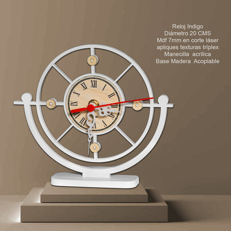 Reloj de Mesa Indigo Blanco 20x20cm Circular Analogo de Baterias - RELOJES | Bylmo