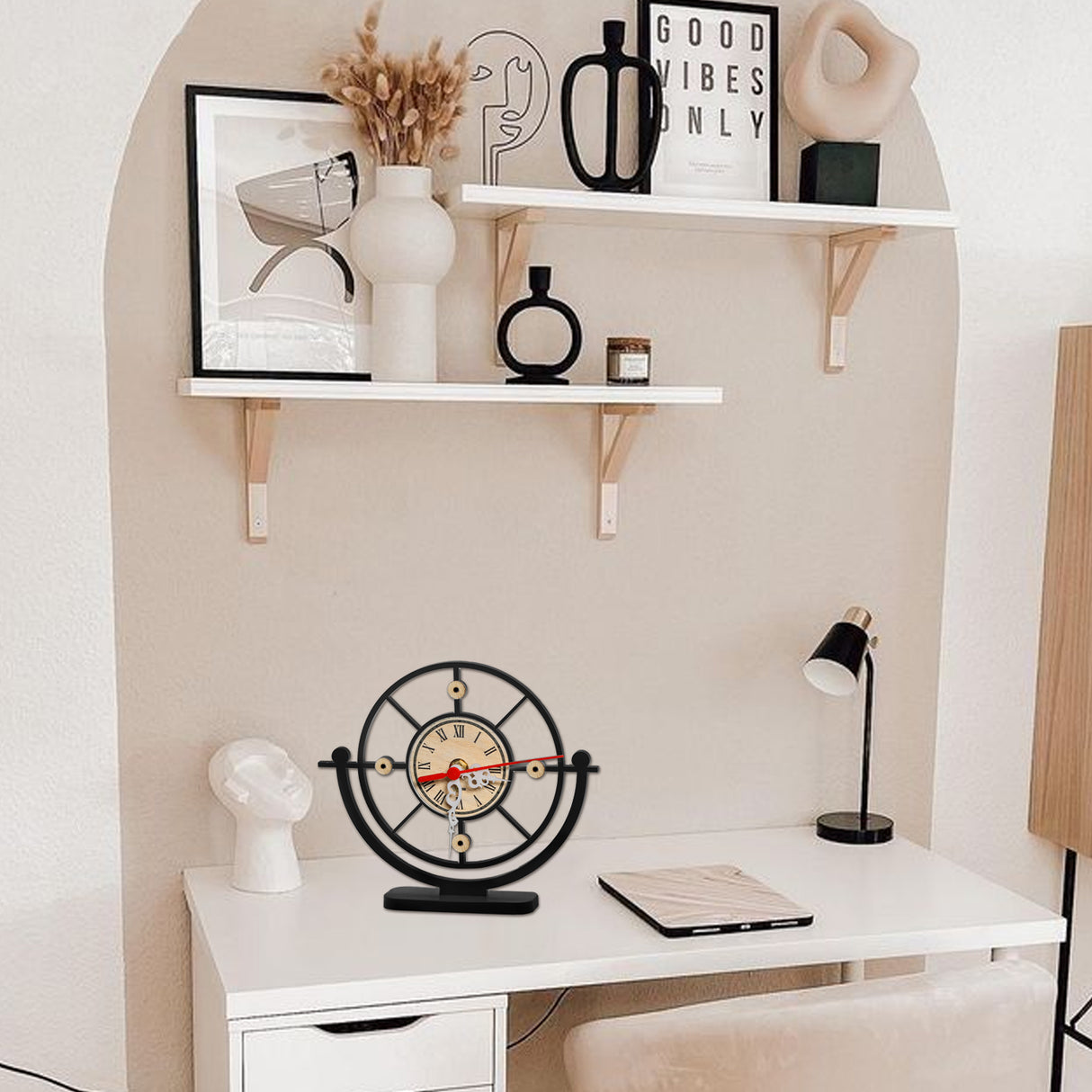 Reloj de Mesa Indigo Negro 20x20cm Circular Analogo de Baterias - RELOJES | Bylmo