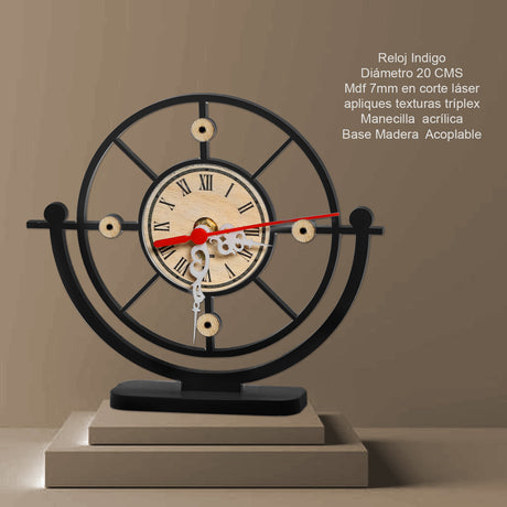 Reloj de Mesa Indigo Negro 20x20cm Circular Analogo de Baterias - RELOJES | Bylmo