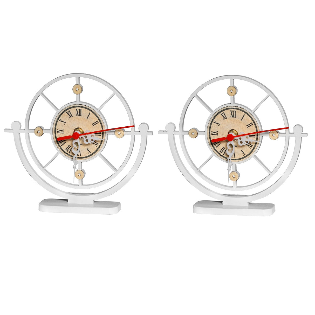 Set X 2 Relojes de Mesa Indigo Blanco 20x20cm Circular Analogo de Baterias - RELOJES | Bylmo