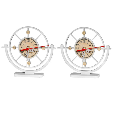 Set X 2 Relojes de Mesa Indigo Blanco 20x20cm Circular Analogo de Baterias - RELOJES | Bylmo