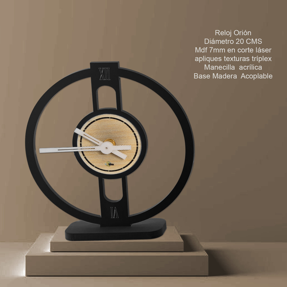 Reloj de Mesa Orion Negro 20x20cm Circular Analogo de Baterias - RELOJES | Bylmo