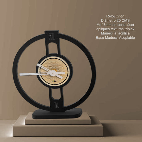 Reloj de Mesa Orion Negro 20x20cm Circular Analogo de Baterias - RELOJES | Bylmo