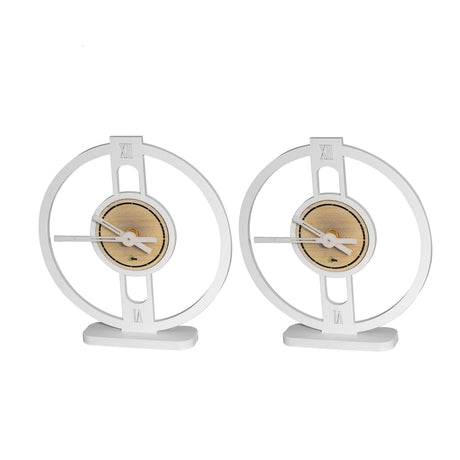 Set X 2 Relojes de Mesa Orion Blanco 20x20cm Circular Analogo de Baterias - RELOJES | Bylmo
