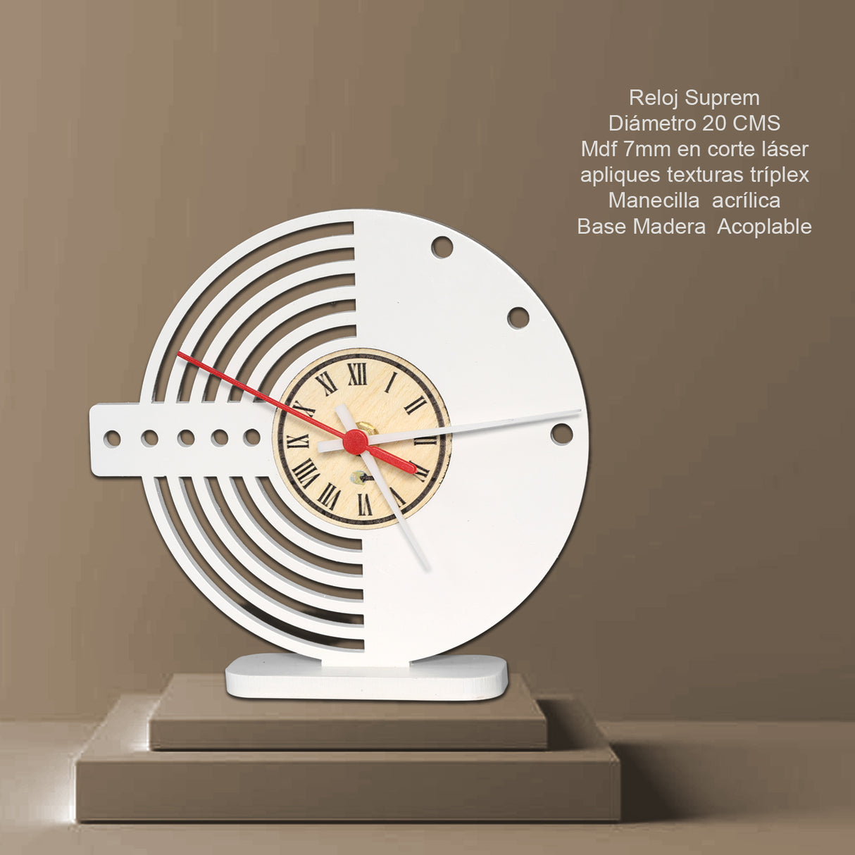 Reloj de Mesa Suprem Blanco 20x20cm Circular Analogo de Baterias - RELOJES | Bylmo