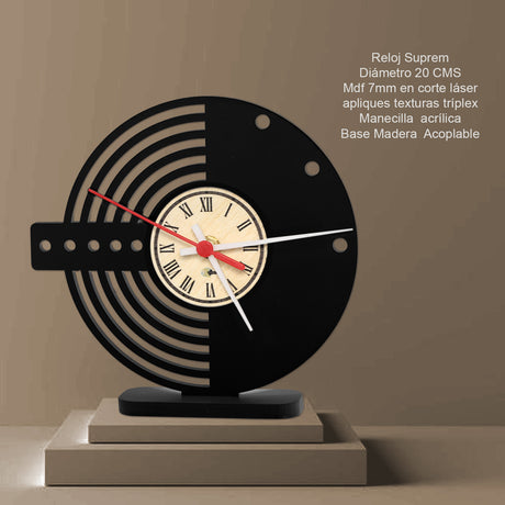 Reloj de Mesa Suprem Negro 20x20cm Circular Analogo de Baterias - RELOJES | Bylmo