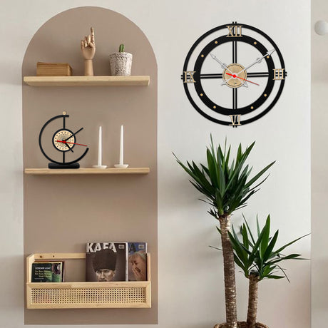 Set X 2 Relojes de Pared Memorial Elegance Negro 30x30cm Circular Analogo de Baterias - RELOJES | Bylmo