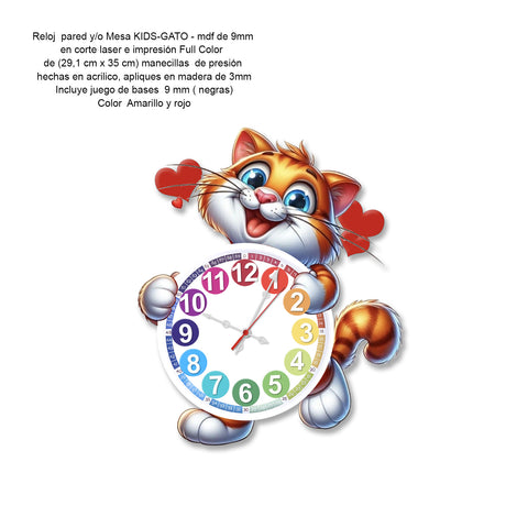 Reloj de Mesa Kids Blanco y Naranja 35x29cm Irregular Analogo de Baterias - RELOJES | Bylmo