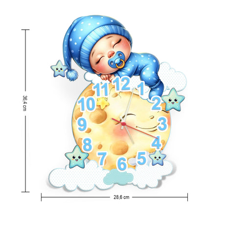 Reloj de Pared Kids Azul y Amarillo 28.6x36.4cm Irregular Analogo de Baterias - RELOJES | Bylmo