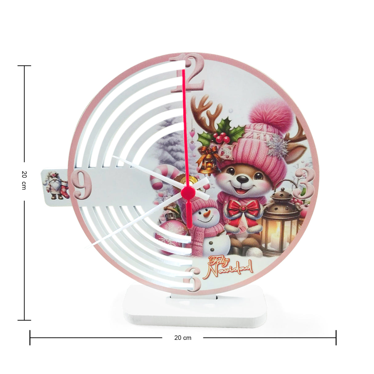 Reloj de Mesa Reno Rojo y Blanco 20x20cm Circular Analogo de Baterias - RELOJES | Bylmo