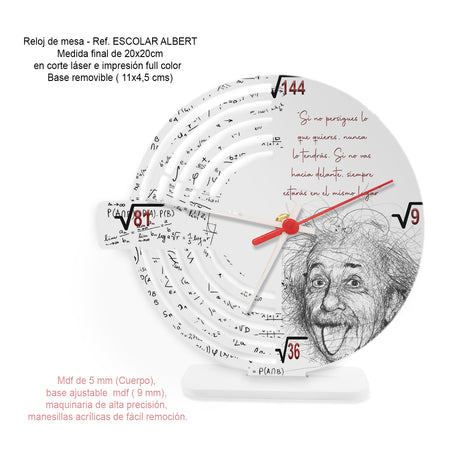 Reloj de Mesa Esco Albert Blanco 21x21cm Circular Analogo de Baterias - RELOJES | Bylmo