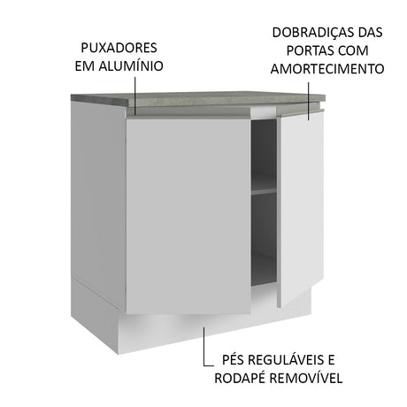 Mueble para Lavamanos Blanco 80x84cm Individual sin Lavamanos y sin Cajones - MUEBLES PARA LAVAMANOS | Bylmo