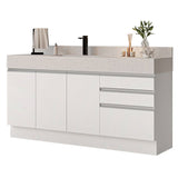 Mueble para Lavamanos Blanco 180x84cm Individual sin Lavamanos con Tres Cajones - MUEBLES PARA LAVAMANOS | Bylmo