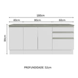 Mueble para Lavamanos Blanco 180x84cm Individual sin Lavamanos con Tres Cajones - MUEBLES PARA LAVAMANOS | Bylmo