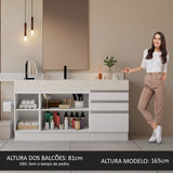 Mueble para Lavamanos Blanco 180x84cm Individual sin Lavamanos con Tres Cajones - MUEBLES PARA LAVAMANOS | Bylmo