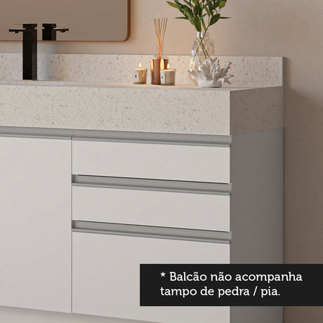Mueble para Lavamanos Blanco 180x84cm Individual sin Lavamanos con Tres Cajones - MUEBLES PARA LAVAMANOS | Bylmo