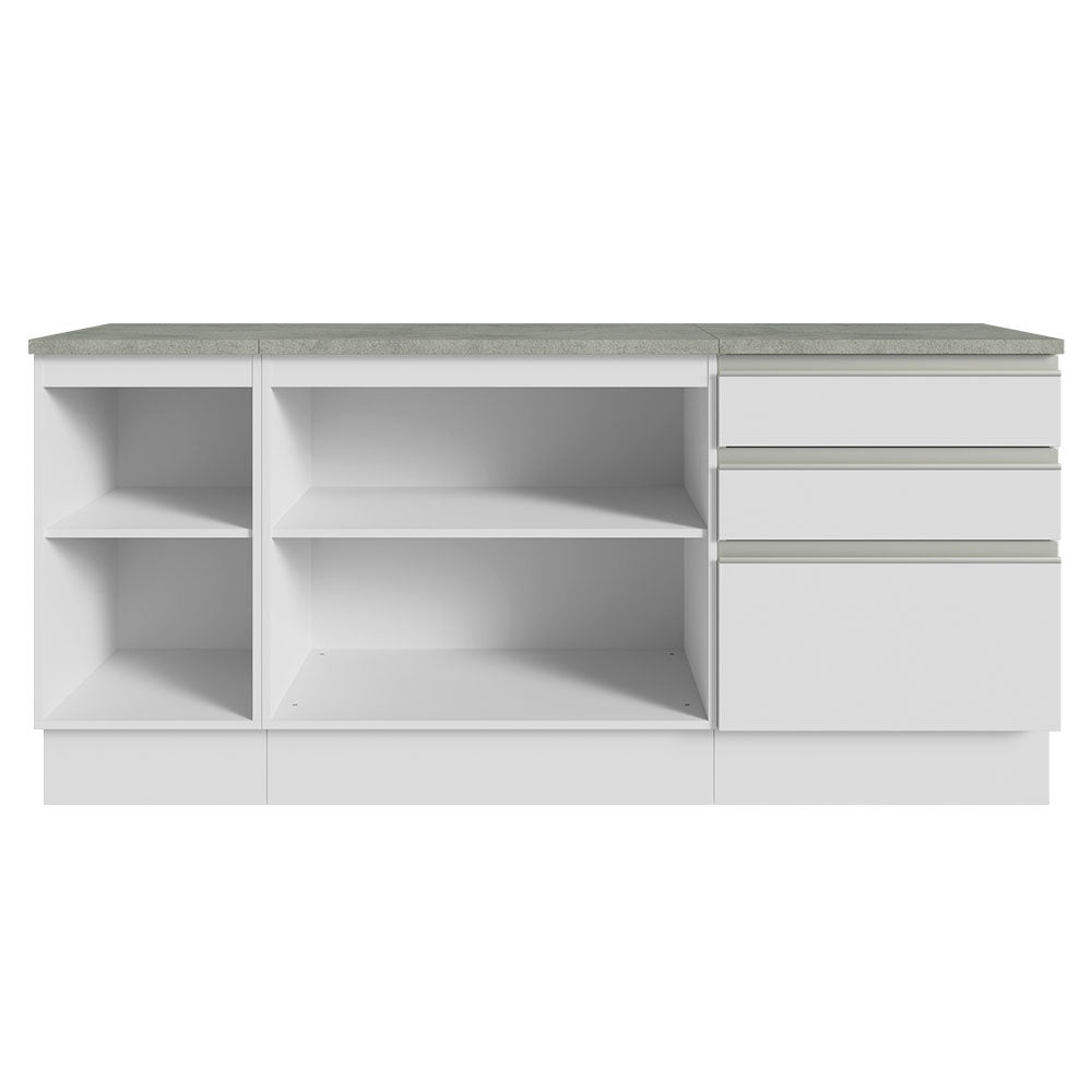 Mueble para Lavamanos Blanco 180x84cm Individual sin Lavamanos con Tres Cajones - MUEBLES PARA LAVAMANOS | Bylmo
