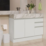 Mueble para Lavamanos Blanco 120x81cm Individual Sin Lavamanos con Patas y Tres Cajones - MUEBLES PARA LAVAMANOS | Bylmo