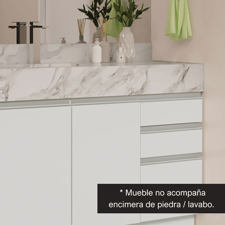 Mueble para Lavamanos Blanco 120x81cm Individual Sin Lavamanos con Patas y Tres Cajones - MUEBLES PARA LAVAMANOS | Bylmo