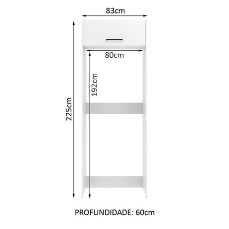 Mueble Auxiliar para Nevera Agata Blanco 83x225cm con Dos Compartimientos - BARRAS Y MUEBLES AUXILIARES | Bylmo