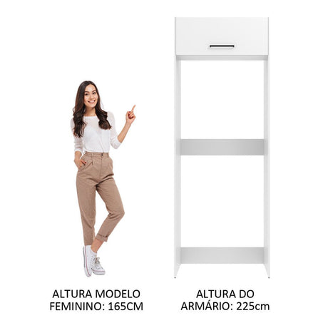 Mueble Auxiliar para Nevera Agata Blanco 83x225cm con Dos Compartimientos - BARRAS Y MUEBLES AUXILIARES | Bylmo