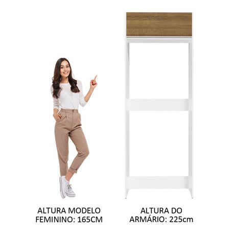 Mueble Auxiliar para Nevera Glamy Blanco y Marron 83x225cm con Dos Compartimientos - BARRAS Y MUEBLES AUXILIARES | Bylmo
