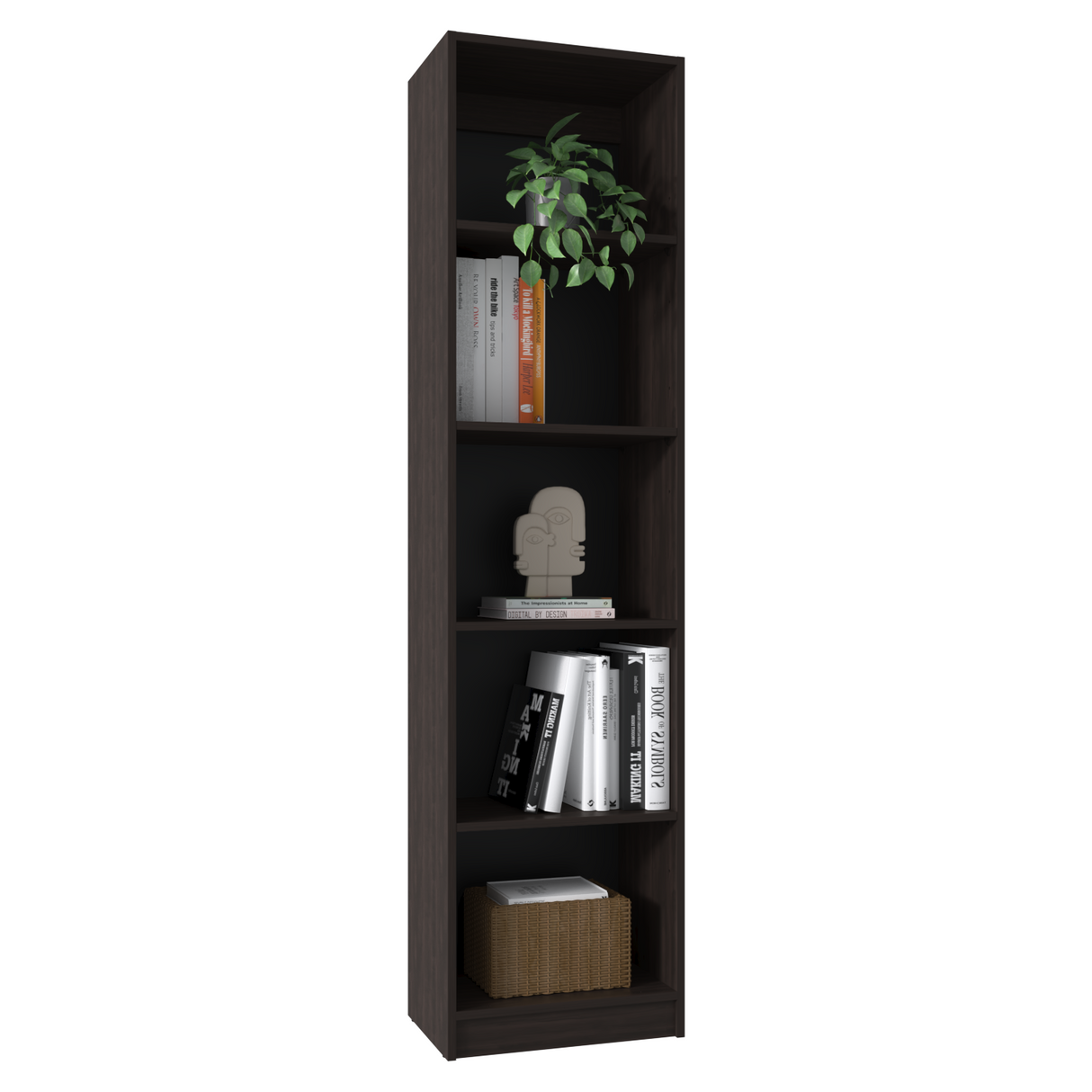 Estantería Home Nogal 45x180.6cm Rectangular con Cuatro Entrepaños - BIBLIOTECAS Y ESTANTERIAS | Bylmo