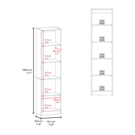 Estantería Home Nogal 45x180.6cm Rectangular con Cuatro Entrepaños - BIBLIOTECAS Y ESTANTERIAS | Bylmo