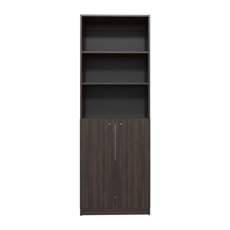 Estantería Home Nogal 62.8x180.6cm Rectangular con Tres Entrepaños y Dos Puertas - BIBLIOTECAS Y ESTANTERIAS | Bylmo